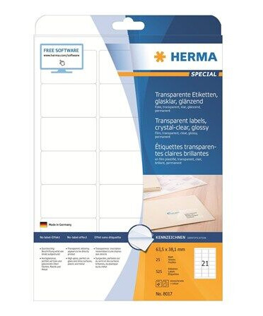 HERMA film labels - 525 label(s) - 38.1 x 63.5 mm