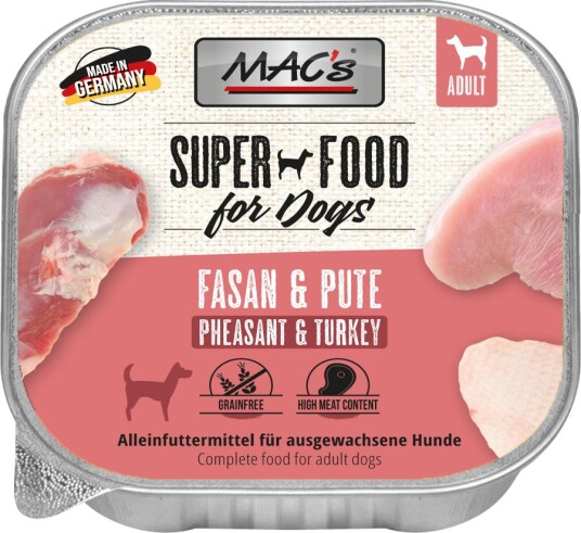 Mac'S Super Food For Dogs Fasan Og Kalkun 150G Våtfôr