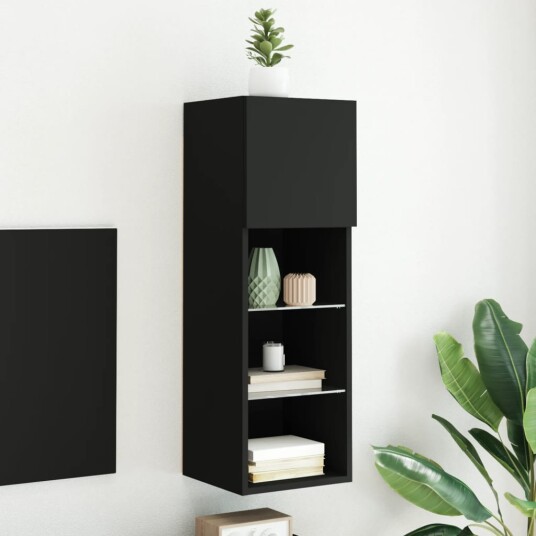 vidaXL TV-benker med LED-lys 2 stk svart 30,5x30x90 cm 8721012255876