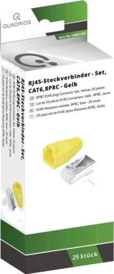 Quadrios Rj-45 Kontaktsett Cat 6 1906C169 Rett 8P8c Gul 25 Stk (1906C169)
