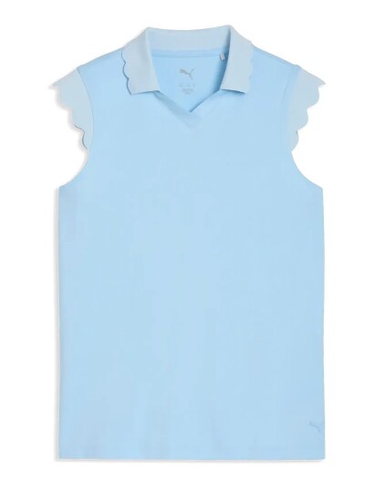 PUMA Golf Girls Cloudspun Scallop Sleeve Polo Blue 152