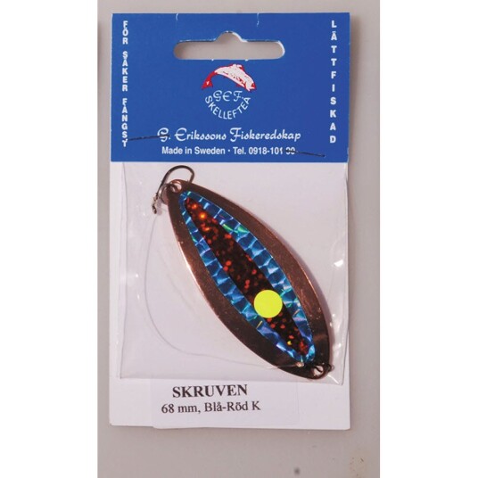 Wiggler Skruven røyeblink 68mm - kobber/blå/rød