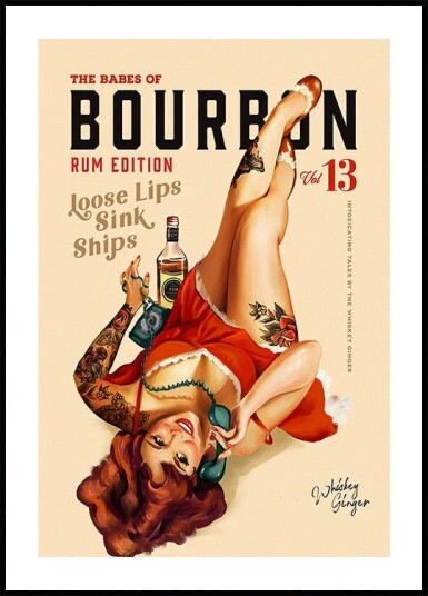 Babes of Bourbon Vol 13 Rum Drinking Pinup Girl Art Plakat Plakat / 70x100cm
