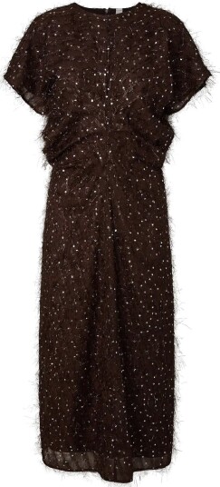 YAS Yasilza Drape Long Dress S. Show COFFEE BEAN 42