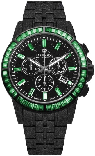 Louis XVI Herreklokke LXVI1182 Majesty Sort/Stål Ø43 mm