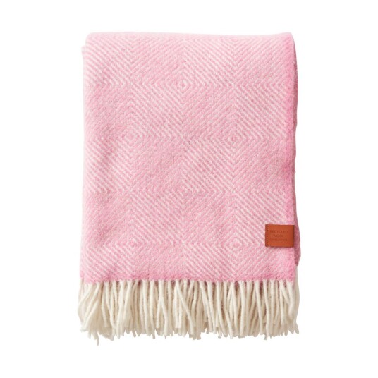 Klippan Yllefabrik Gooseye ullpledd 130 x 200 cm Rosa