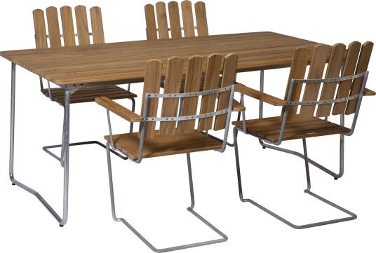Grythyttan Stålmöbler Spisegruppe B31 170 cm og A2 teak Grythyttan Stålmöbler Grythyttan Stålmöbler Spisegruppe B31 170 cm og A2 teak Grythyttan Stålmöbler