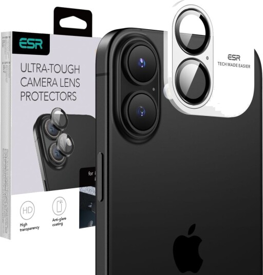 Esr Armorite, Apple, Iphone 16 / 16 Plus, Slagbestandig, Ripebestandig, Svart, Gjennomsiktig, 1 Stykker
