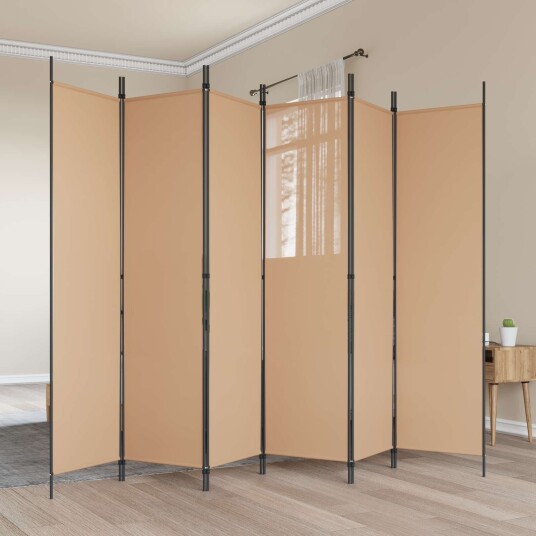 vidaXL 6-Panels Romdeler Beige 300 x 200 cm Stoff