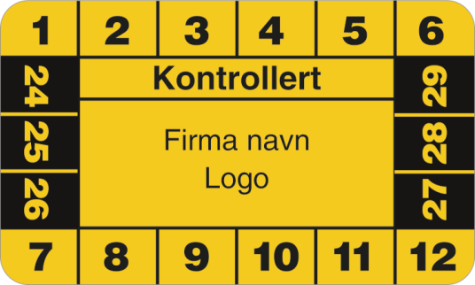 Kontrollert - KUNDESPECIFIK - Vinyl klistremerke - 30 x 50 mm - Gul