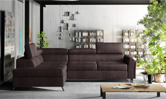 Seksjon Eltap Kairos 265x200x92 cm Mat Velvet 29 Brun Venstre