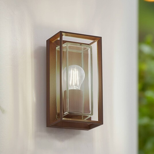 Arcchio utendørs vegglampe Ismera rustfarget IP65 glass E27