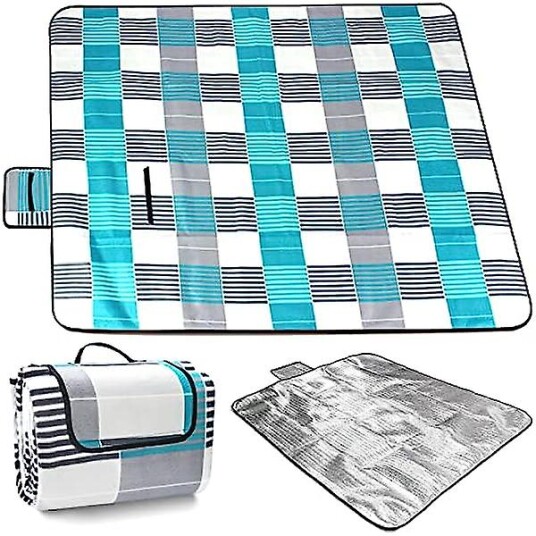 200 X 200 cm piknikteppe vanntett bærbart sammenleggbart teppe sandkontroll utendørs strandmatte med håndtak for camping strand og piknik 200x240cm