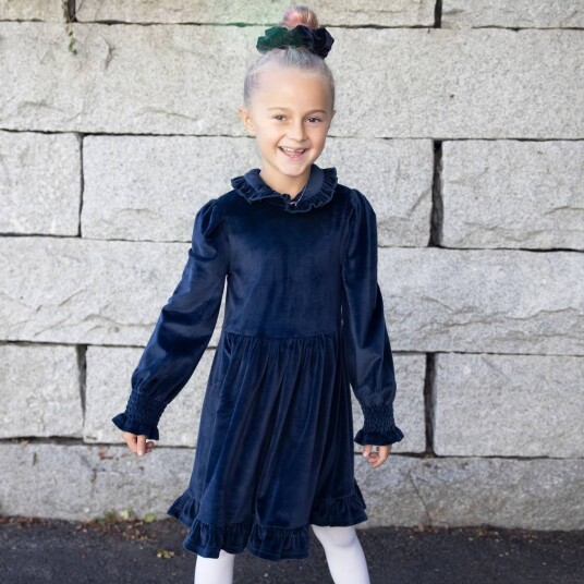 Vilje & Ve Siri Dress Velour Navy (140 / 10 år)