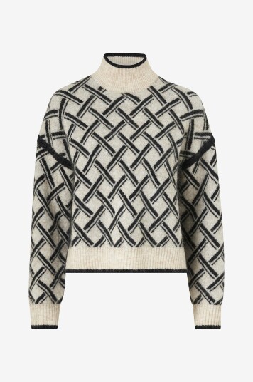 Second Female Genser Kaja Knit T neck Natur