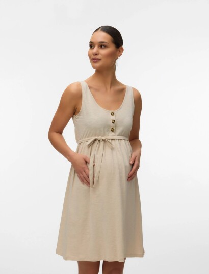 Mamalicious Mlivy Lia Sl Jrs Abk Dress 2F Noos Beige XS