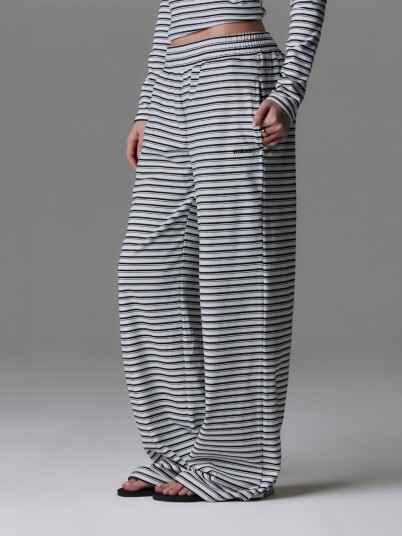 Fitberry Palmer Soft Stripe Wide Leg Pants Flerfarget L