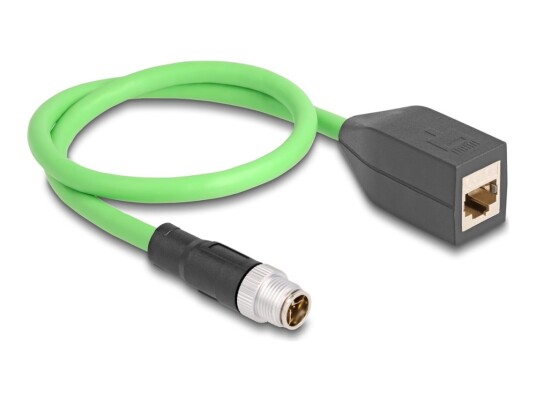 Delock Nettverkadapterkabel 8 Pin M12 X Hann Til Rj 45 Hunn 50 Cm 6.8 Mm Sf/Utp Grønn 60572