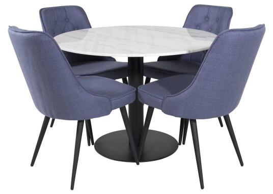 Venture Design Estelle & Velvet spisegruppe Hvit/blå 4 st stoler & bord 106 cm