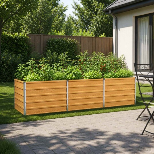 vidaXL Hevet Hagebed Naturlig 240 x 80 x 55 cm kaldvalset stål