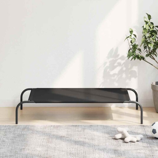 Vidaxl Forhøyet Hundeseng Svart 110X65X20 cm Oxfordstoff Og Stål