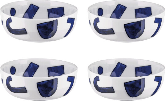 Alessi Small Bowl In White Porcelain Pattern Design By Samiro Yunoki - Blue - D14CM