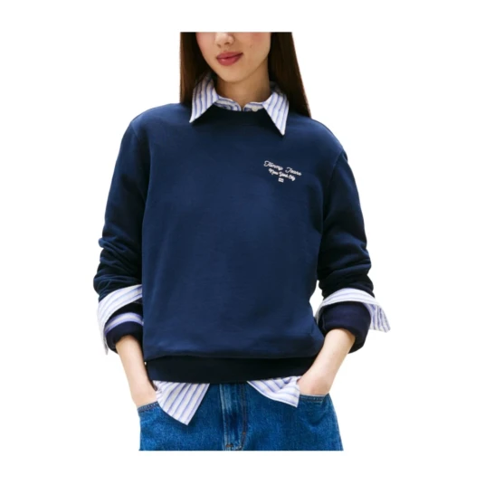 Tommy Jeans Tjw Reg Ess Logo 1 Crew Ext - Navy - M