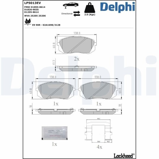 Bremseklosser DELPHI LP5013EV Bremseklosser DELPHI LP5013EV