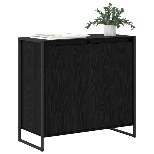 Sideskap Svart Eik 79 x 36 x 75 cm Konstruert tre Sideskap Svart Eik 79 x 36 x 75 cm Konstruert tre