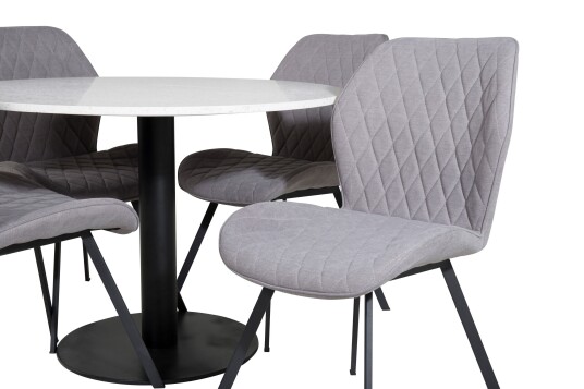 Venture Home Razzia Spisegruppe 106 cm Rund med 4 Gemma Stoler Sort