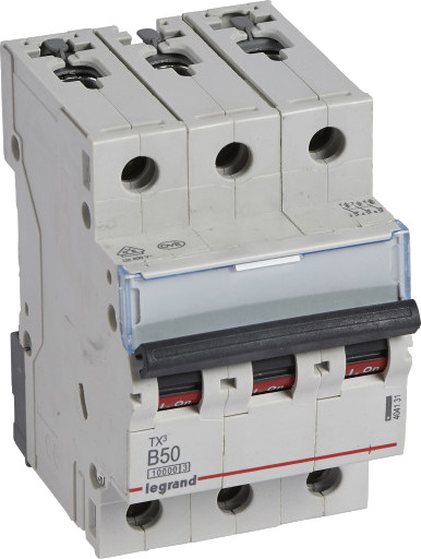 Legrand TX³ MCB automatsikring B50 3P 3M 10/10kA Legrand TX³ MCB automatsikring B50 3P 3M 10/10kA