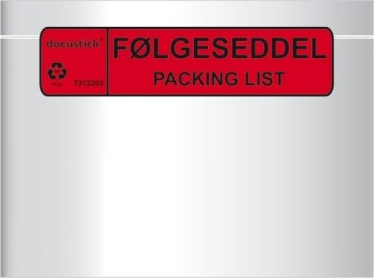 Følgeseddellomme C5 Med Tryk 1000St Dk/En