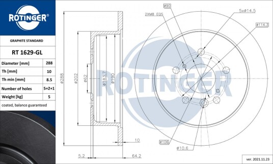 Bremseskive ROTINGER RT 1629-GL