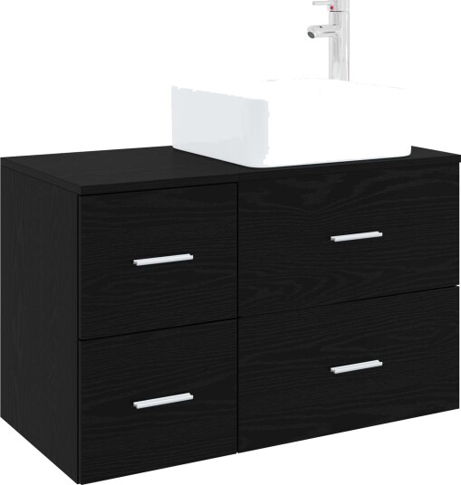  Baderomsinnredningssett 2 pcs Svart eik Konstruert tre