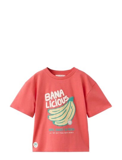 Mango Printed Cotton Blend T Shirt Red 2 3 Mango Printed Cotton Blend T Shirt Red 2 3