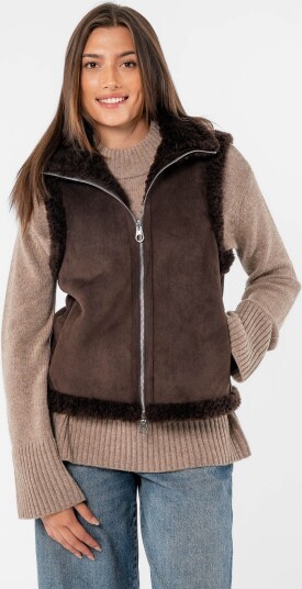 Løøv Erica Shearling Vest Brun XXL Løøv Erica Shearling Vest Brun XXL