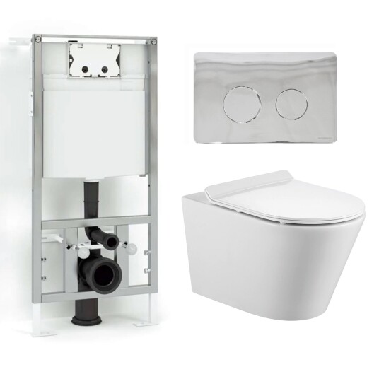 Bathco Sintra Antibakteriell Toalettpakke Veggskål, Soft-close Sete Og Sisterne Krom Bathco Sintra Antibakteriell Toalettpakke Veggskål, Soft-close Sete Og Sisterne Krom