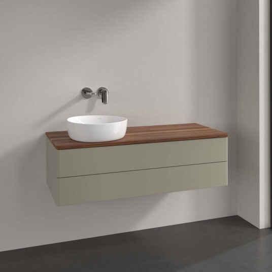 Villeroy & Boch Antao Servantskap med 2 skuffer 120x50x36 cm m/lys Steingrå/Valnøtt Villeroy & Boch Antao Servantskap med 2 skuffer 120x50x36 cm m/lys Steingrå/Valnøtt