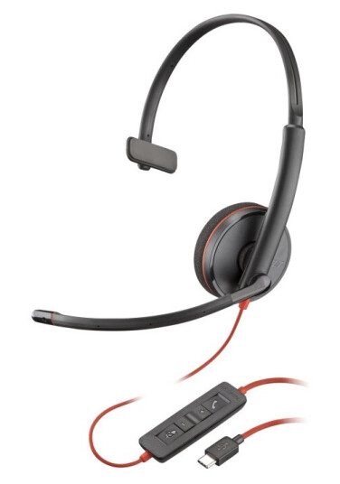HP Poly Blackwire 3210 mono headset, svart