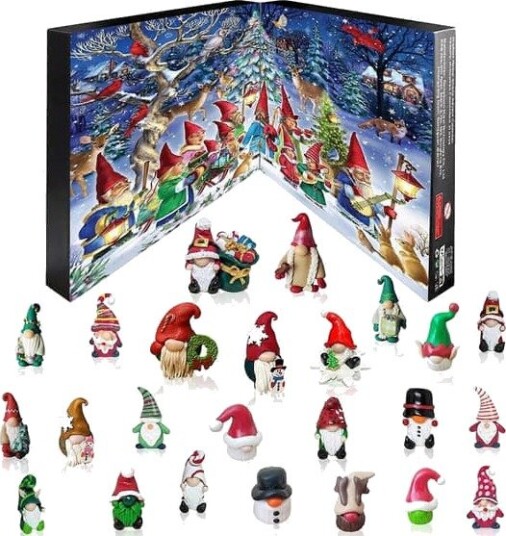2024 Julekalender i Resin med Julenissen 24 stk Nedtellings Overraskelsesboks Sett Resin Julenisse Dekor Julepynt 50% Rabatt