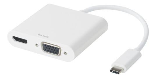 DELTACO USB-C docking station, HDMI/VGA/USB-C, 100W USB-C PD 3.0,white DELTACO USB-C docking station, HDMI/VGA/USB-C, 100W USB-C PD 3.0,white