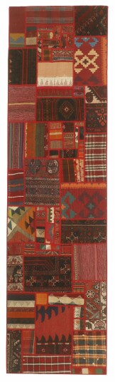 Håndknyttet. Opphav: Persia / Iran Kelim Patchwork Teppe 82x304