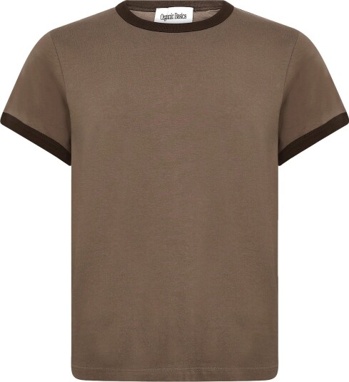 Organic Basics True Heavy Ringer Tee   Brown   L