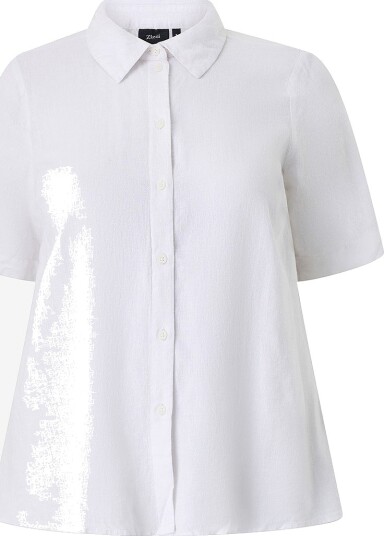 Zizzi Linskjorte vLina S/S Hvit Zizzi Linskjorte vLina S/S Hvit