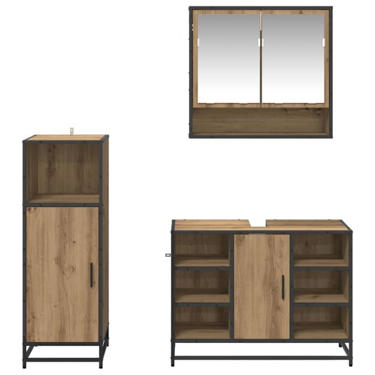 Baderomsinnredningssett 3 pcs Artisan Eik Konstruert tre