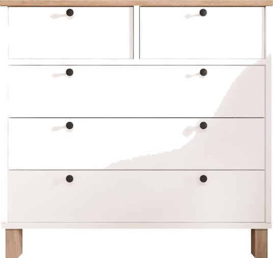 Kommode Hanah Home Nord 90 x 85,2 x 40 cm Hvit eik Hvit og eik