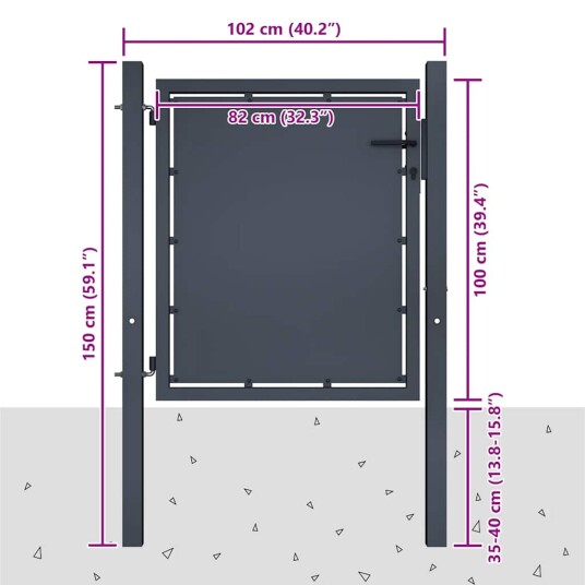 vidaXL Hageport stål 100x100 cm antrasitt
