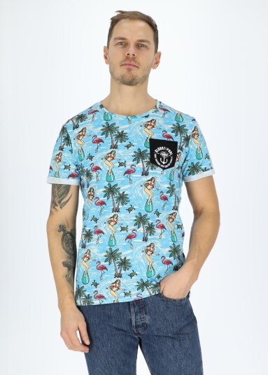Blount & Pool Tropical Pocket Tee Surfer Blue Xs Strandklær