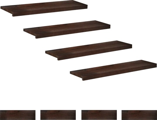 vidaXL Trappetrinn 8 stk. 100 x 25 x 2 cm Mørk brun Massiv bøketre
