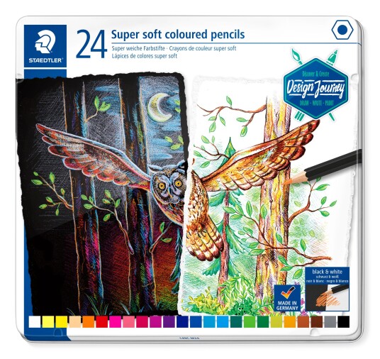 Staedtler 24 Supersoft fargeblyanter i metallskrin Staedtler 24 Supersoft fargeblyanter i metallskrin